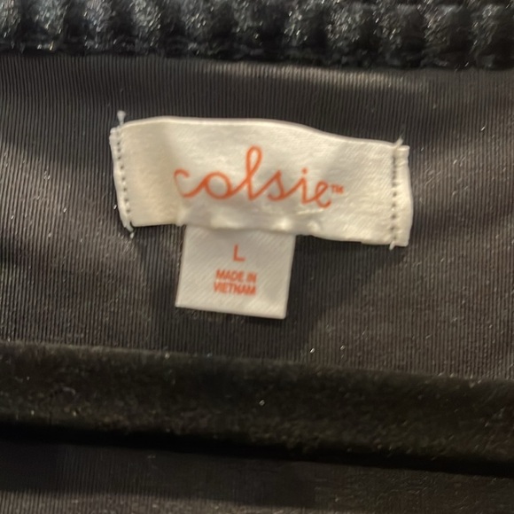 NWT Colsie Hoodie Velvet Ribbed Zip-up Hooded Sweatshirt Black size L - Picture 3 of 6